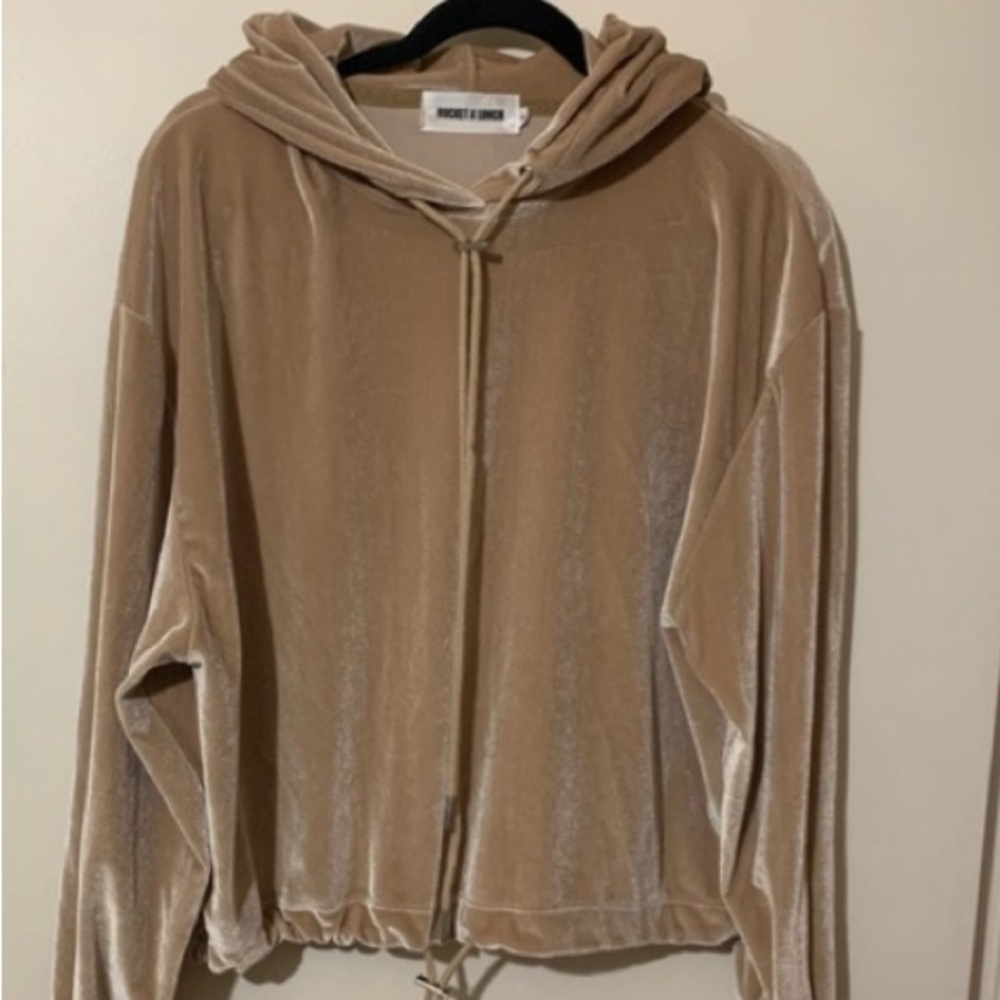 Rocket x Lunch Tan Velvet Long Sleeve Hoodie